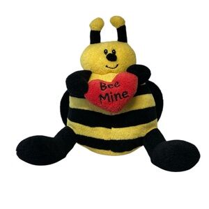 Animal Adventure Bee Mine 9" Stuffed Plush Yellow Black Red Heart Valentines